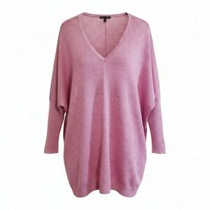Eileen Fisher Pink 100% Linen V-Neck Dolman Sleeve Tunic Sweater Top, Size XL